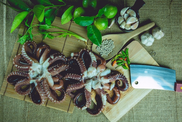 Raw octopus ready for cooking