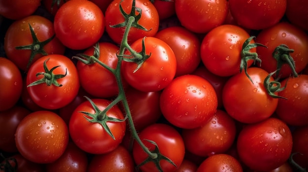 Raw Organic Vine Ripe Red Tomatoes Top down view