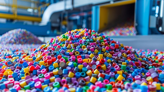 Raw Plastic Pellets in Manufacturing Plant Industrial Plastic Production