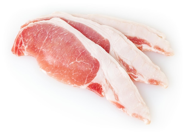 Raw pork meat isolated on white background with clipping path