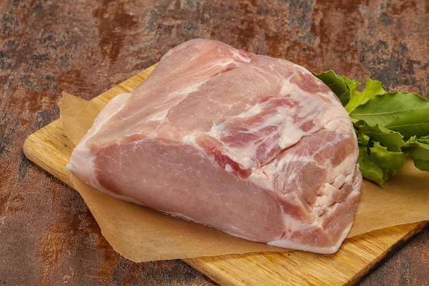 Raw pork meat piece for cooking