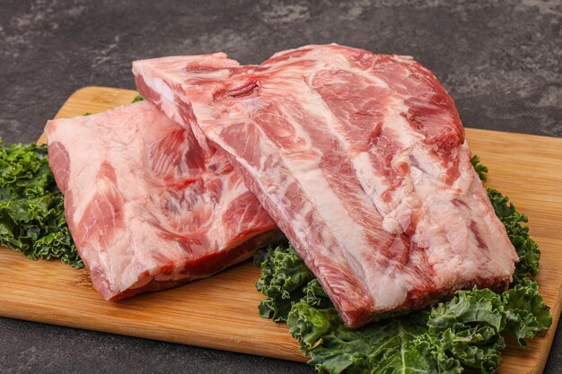 Raw pork ribs for cooking