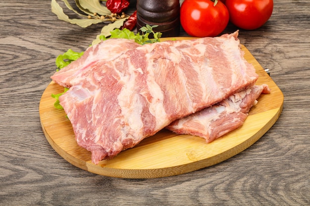 Raw pork ribs for cooking