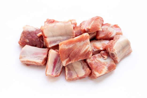 Raw pork ribs isolated on white background