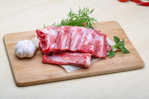 Raw pork ribs