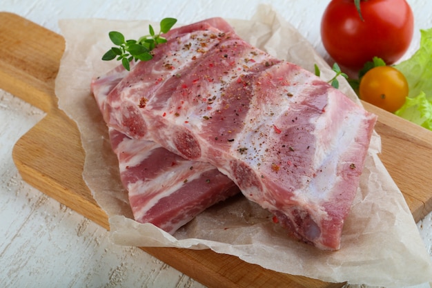 Raw pork ribs