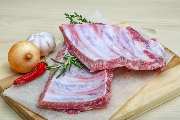 Raw pork ribs