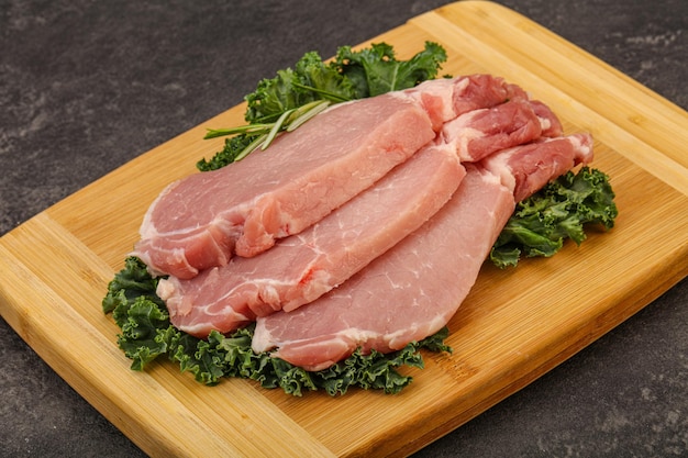 Raw pork steak for cooking