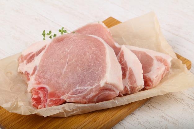 Raw pork steak