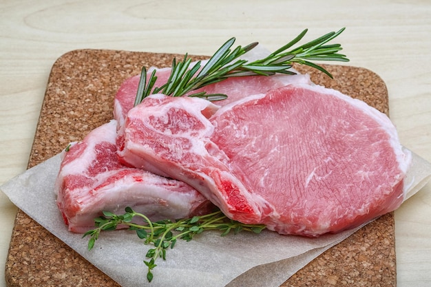 Raw pork steak