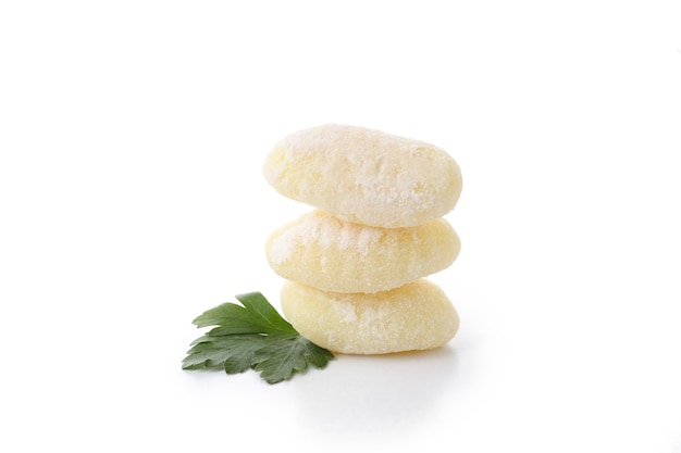 Raw potato gnocchi isolated on white background