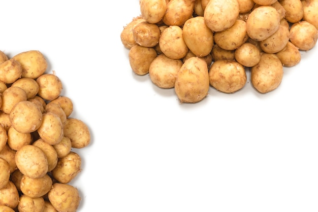 Raw potato isolated on a white background. Top view.