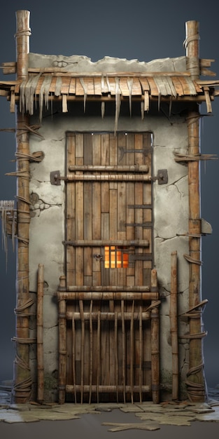 Raw Realistic Old Prison With Wooden Doors A Spatial Concept Art