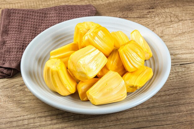 Raw ripe yellow jackfruit segment