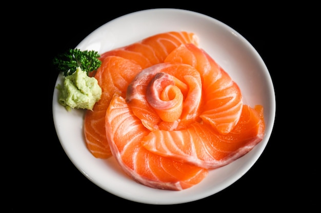 Raw salmon slice Sashimi Japanese food