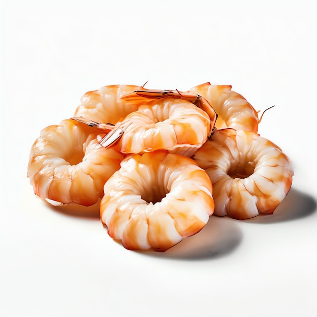 Raw Shrimps in Shell product photography white background