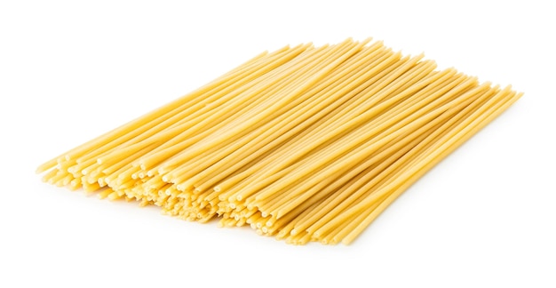 Raw slim spaghetti isolated on a white background