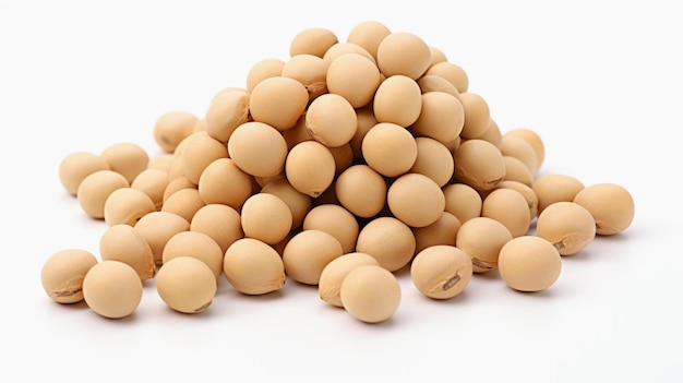 Raw Soybeans in heap isolated on white background ideal for culinary and food concepts Legumes Superfood