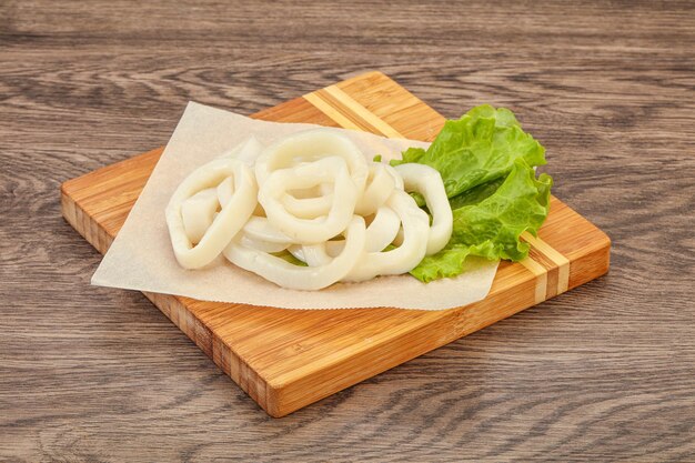 Raw squid rings for cooking