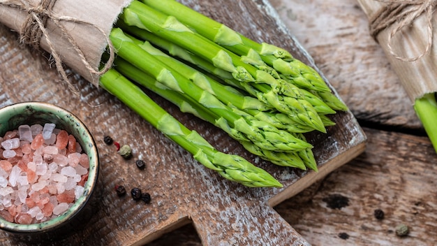 raw stems of asparagus