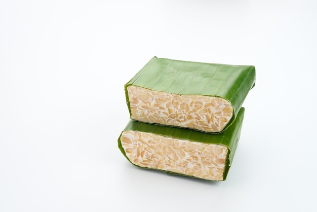 Raw Tempeh, Tempeh or Tempe, Indonesian traditional food, made from fermented soybeans.