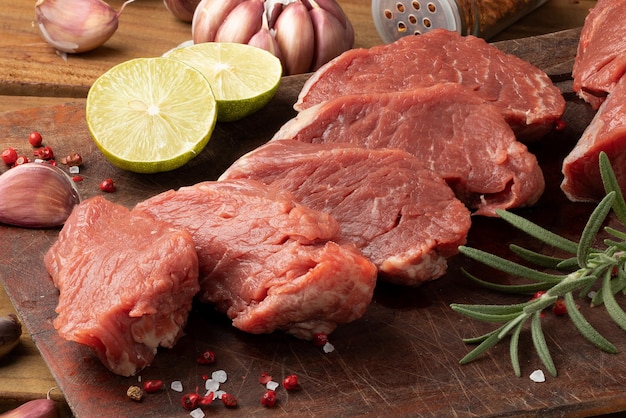 Raw tenderloin steak Selective focus