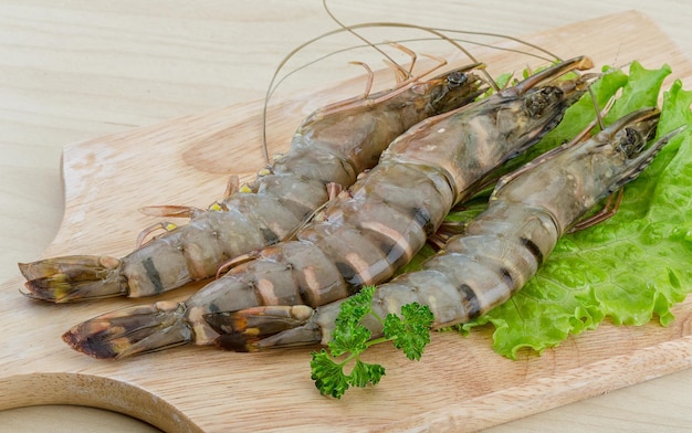 Raw tiger shrimps