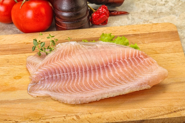 Raw tilapia fish fillet for cooking