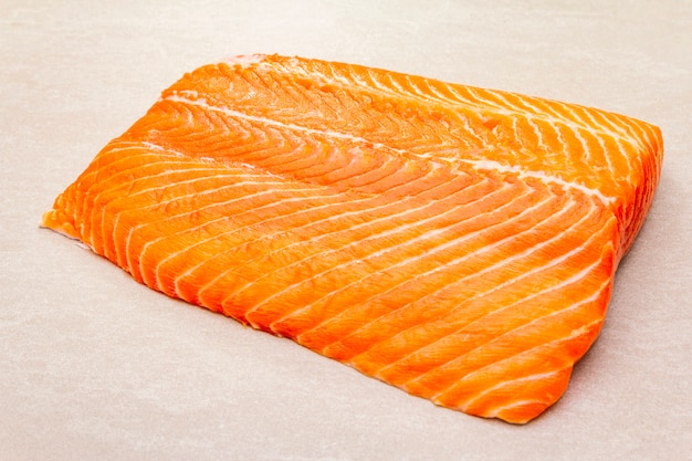 Raw trout fillet (salmon).