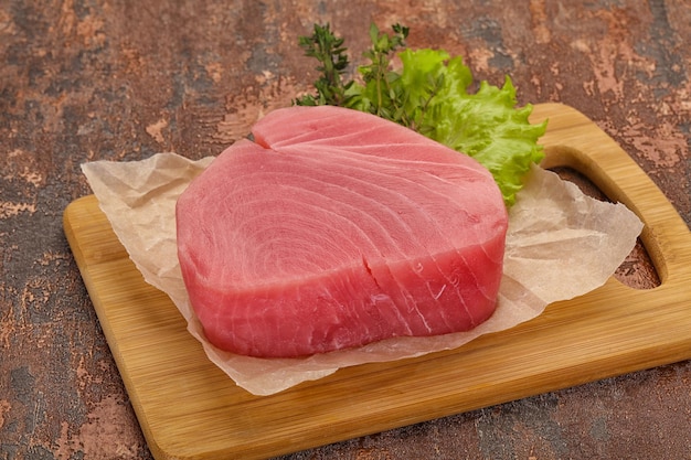 Raw tuna steak