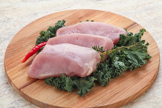 Raw turkey steak for grill