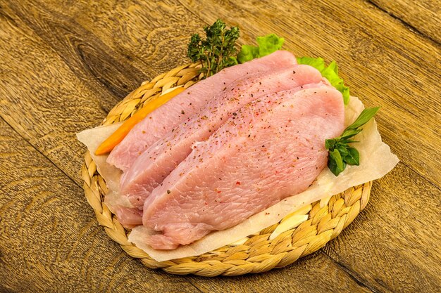 Raw turkey steak