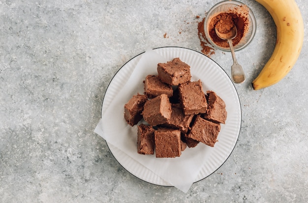 Raw vegan chocolate fudge on a plate