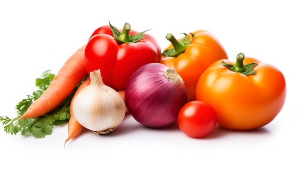 Raw vegetables isolated on a white background