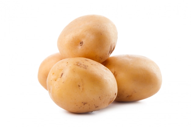 Raw yellow potato isolated on white background