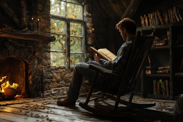 Photo reading in a rocking chair