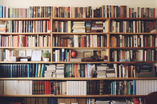 Reading Room Or Library Interior With Leather Armchair Bookshelf And Floor Lamp