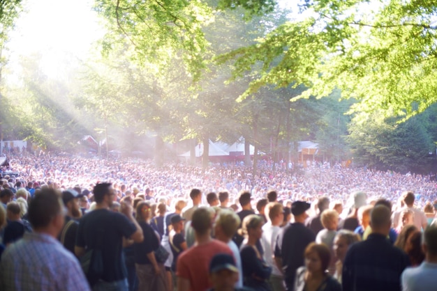 Photo ready for the big gig view of a huge crowd at the skanderborg music festival