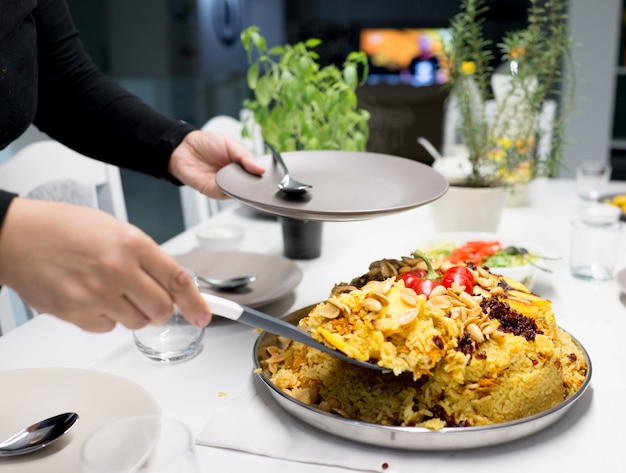 Ready iftar food on table at home