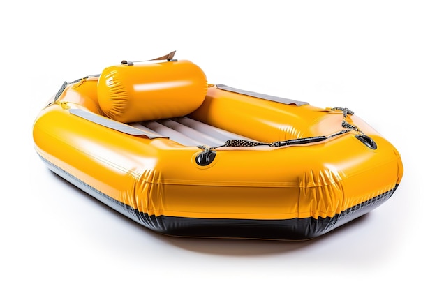 A Ready To Launch Inflatable Raft Awaits Adventure on a Clear PNG or White Background