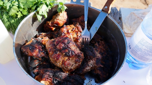 Readymade delicious meat covered with a crust