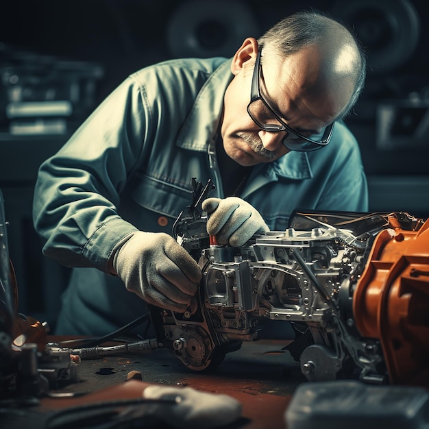 Real Auto Repairman Grinding Autobody Bonnet