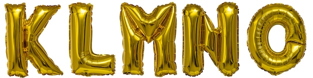 Real balloons in the shape of letters k l m n or metallic gold