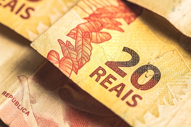 real brl the brazilian banknotes in close up