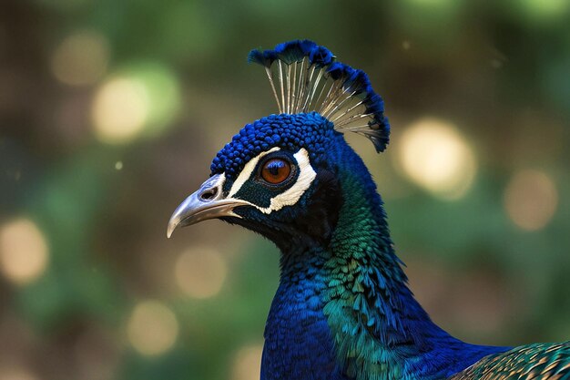 Photo a real colorful peacock head with beautiful background