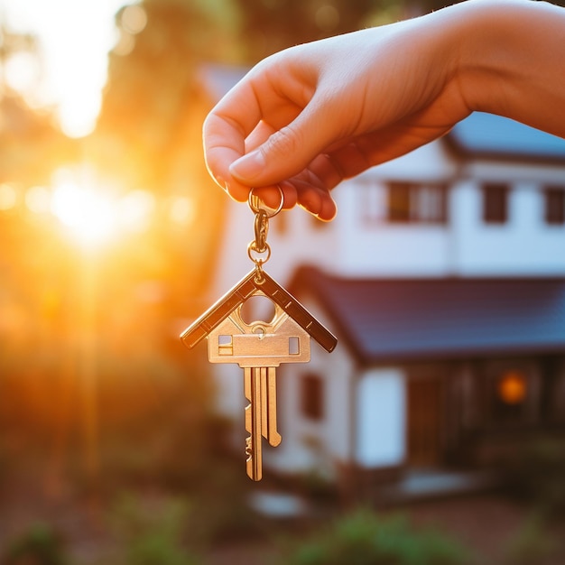 Real estate agent handing over house keys in a hand Home Loan Stock Photos