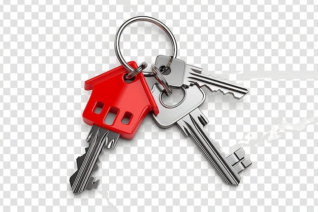 Real estate concept Keys with red house shape on a white background