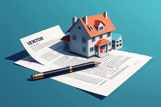 Real estate contract vektor icon illustation