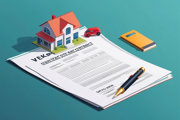 Real estate contract vektor icon illustation