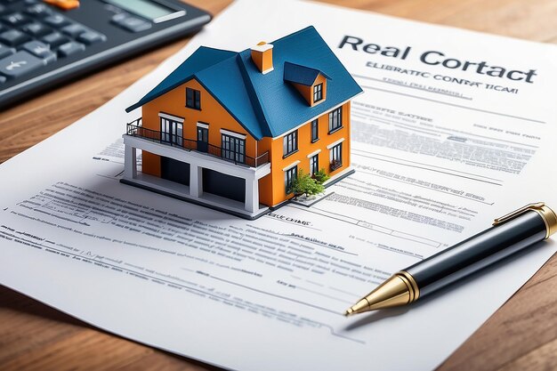 Real estate contract vektor icon illustation